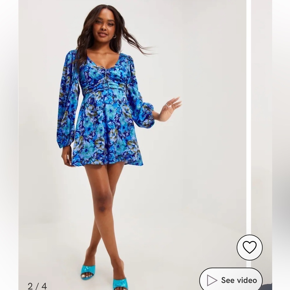 For love and lemons Astor floral blue mini dress - Picture 6 of 14